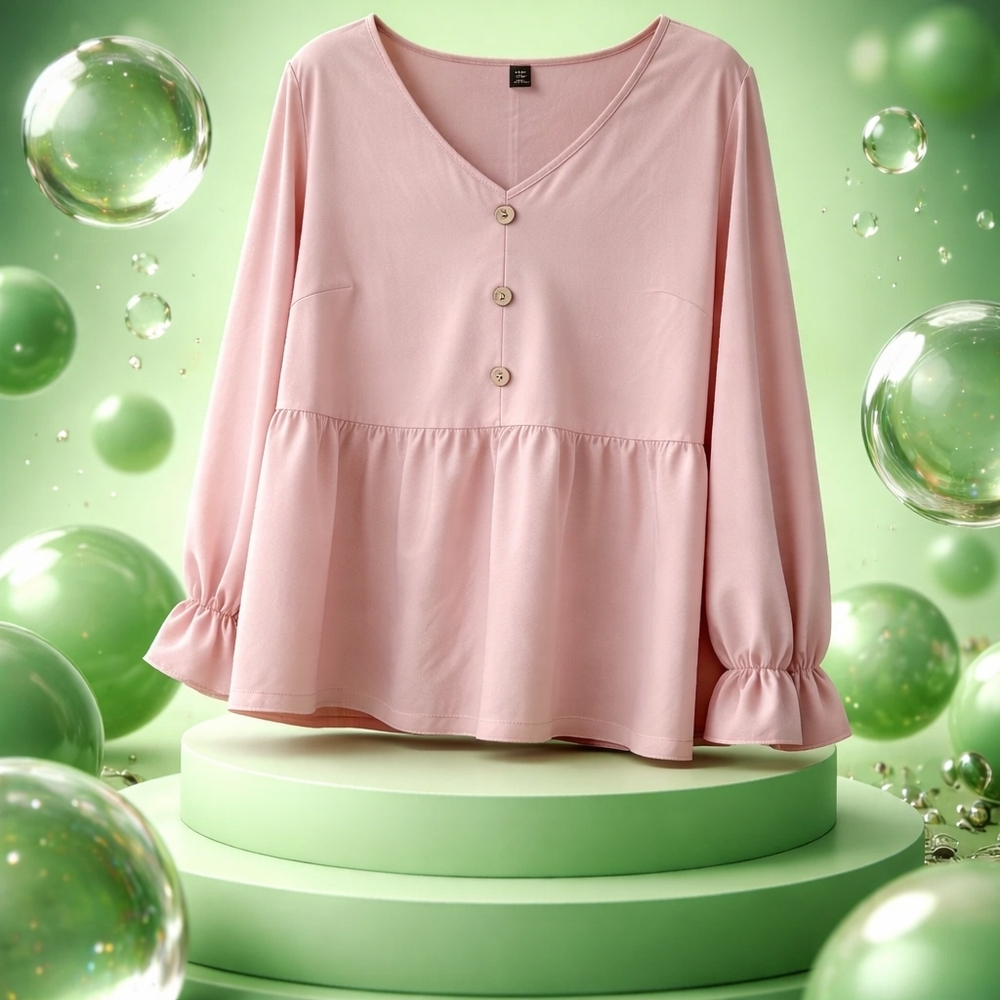 💙SHEIN Blush Pink Buttoned Blouse